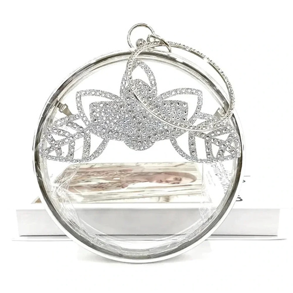 🖤 New Transparent Diamond Clutch/Chain Crossbody Purse🖤 - Picture 1 of 4